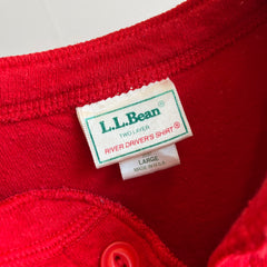 1990s LL Bean USA Made Red Thermal Henley Long Sleeve