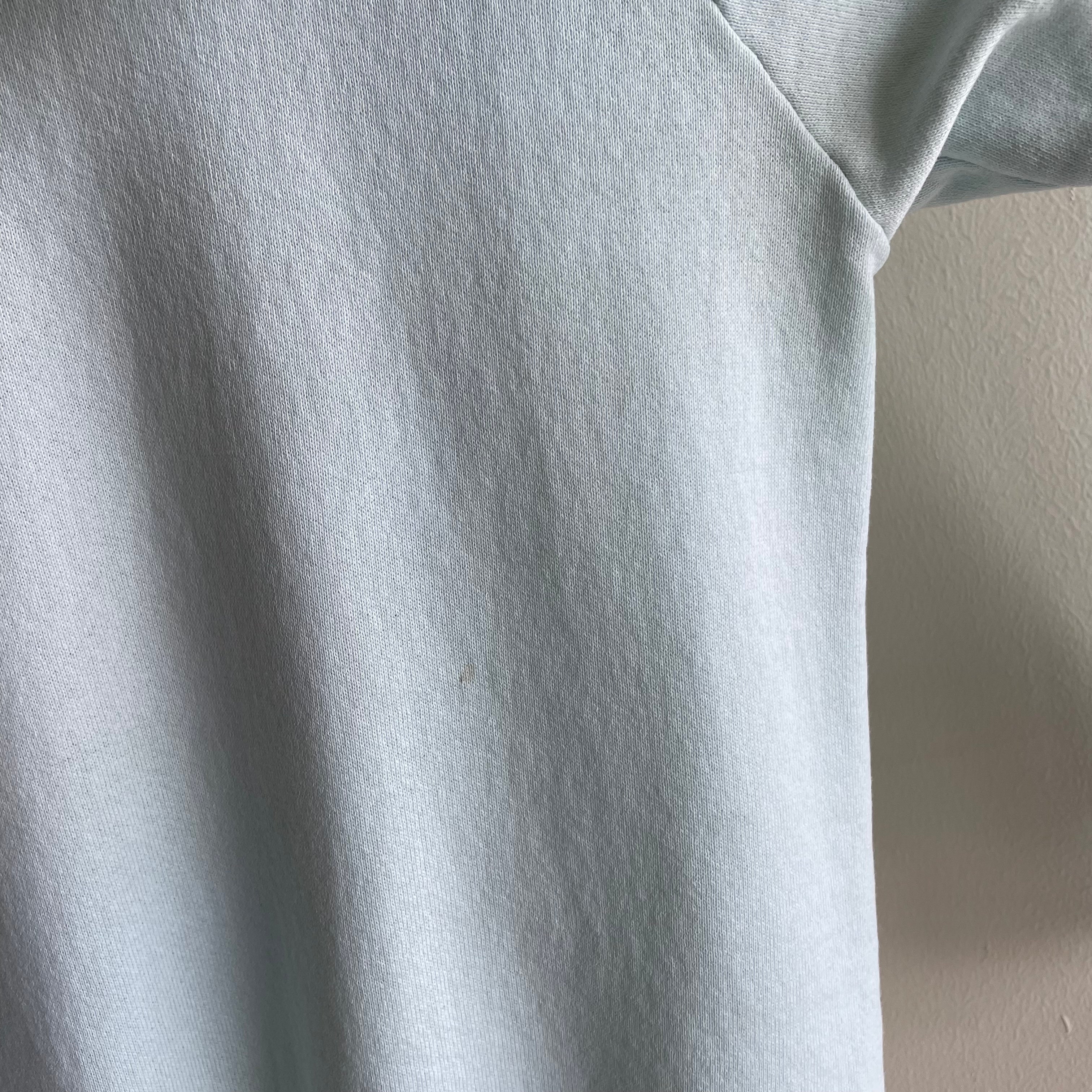 1980s Faded Seafoam Green + Ultra Suede Shapes Sweatshirt