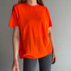 T-shirt orange fluo très doux des années 1980