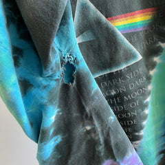 1990s Beat Up Pink Floyd Dark Side of The Moon Reprint Tie Dye T-Shirt by Liquid Blue