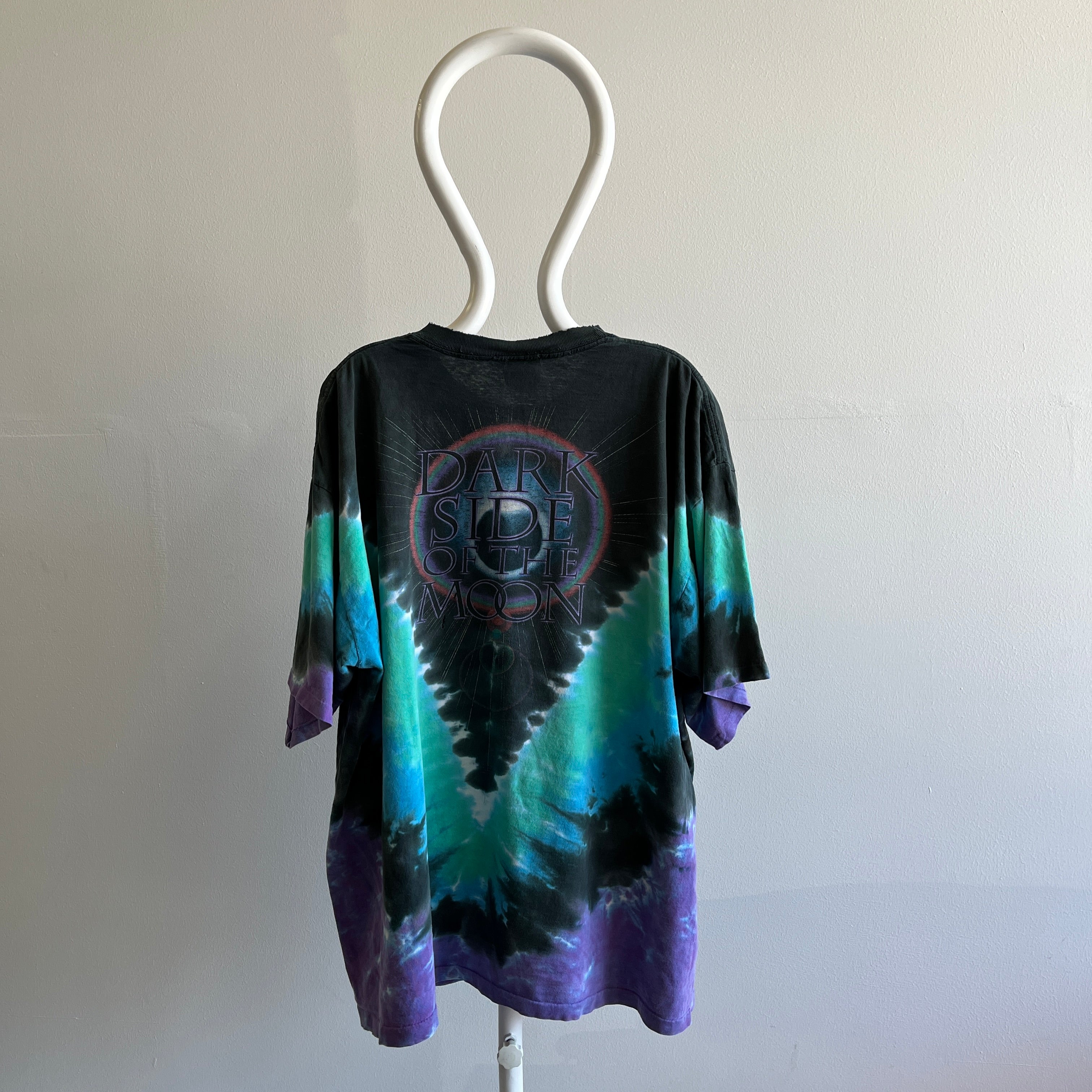 1990s Beat Up Pink Floyd Dark Side of The Moon Reprint Tie Dye T