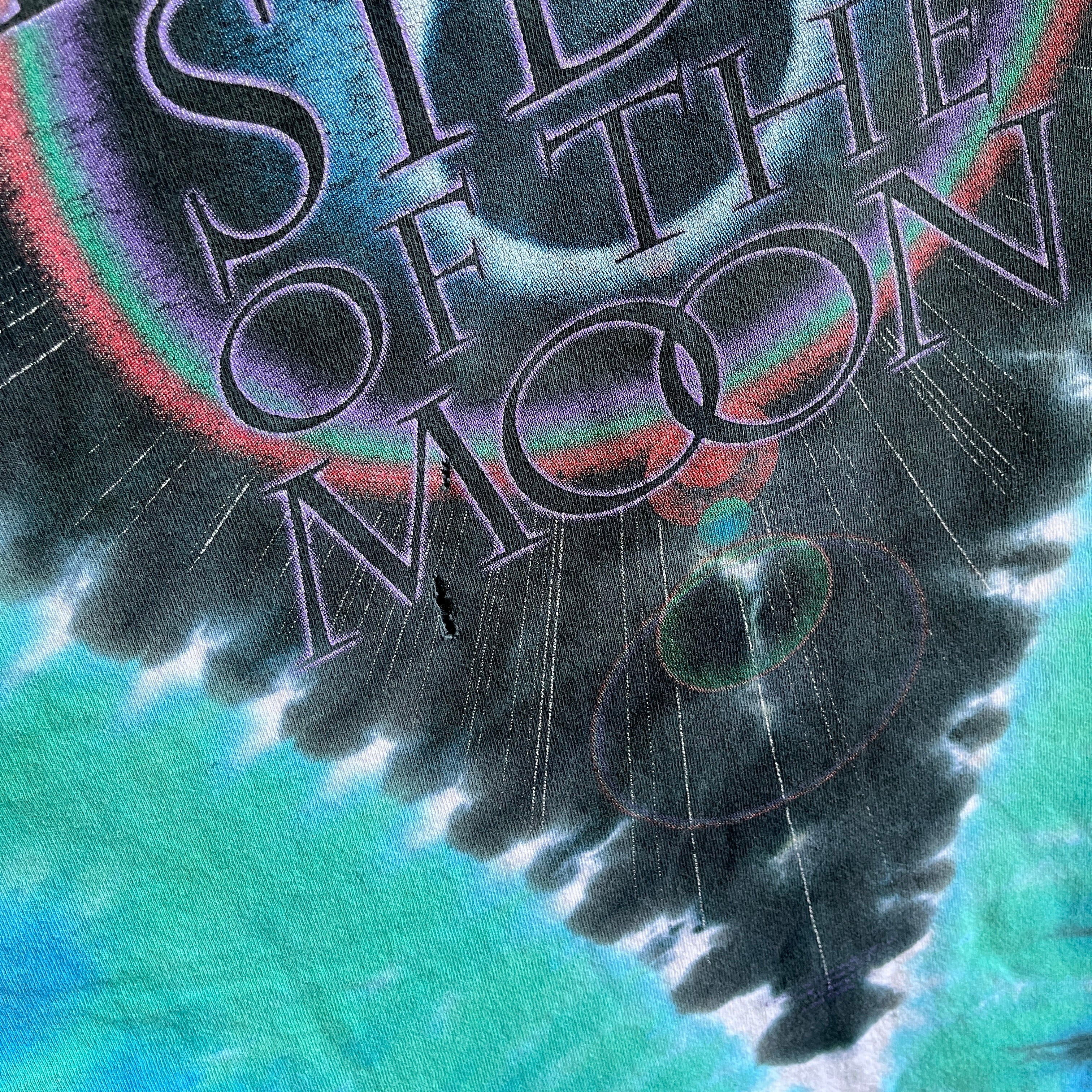 1990s Beat Up Pink Floyd Dark Side of The Moon Reprint Tie Dye T