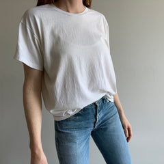 T-shirt blanc vieilli Hanes Comfort Plus des années 1980