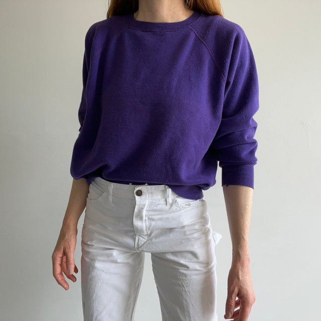 1980s Slouchy and Soft Purple Raglan