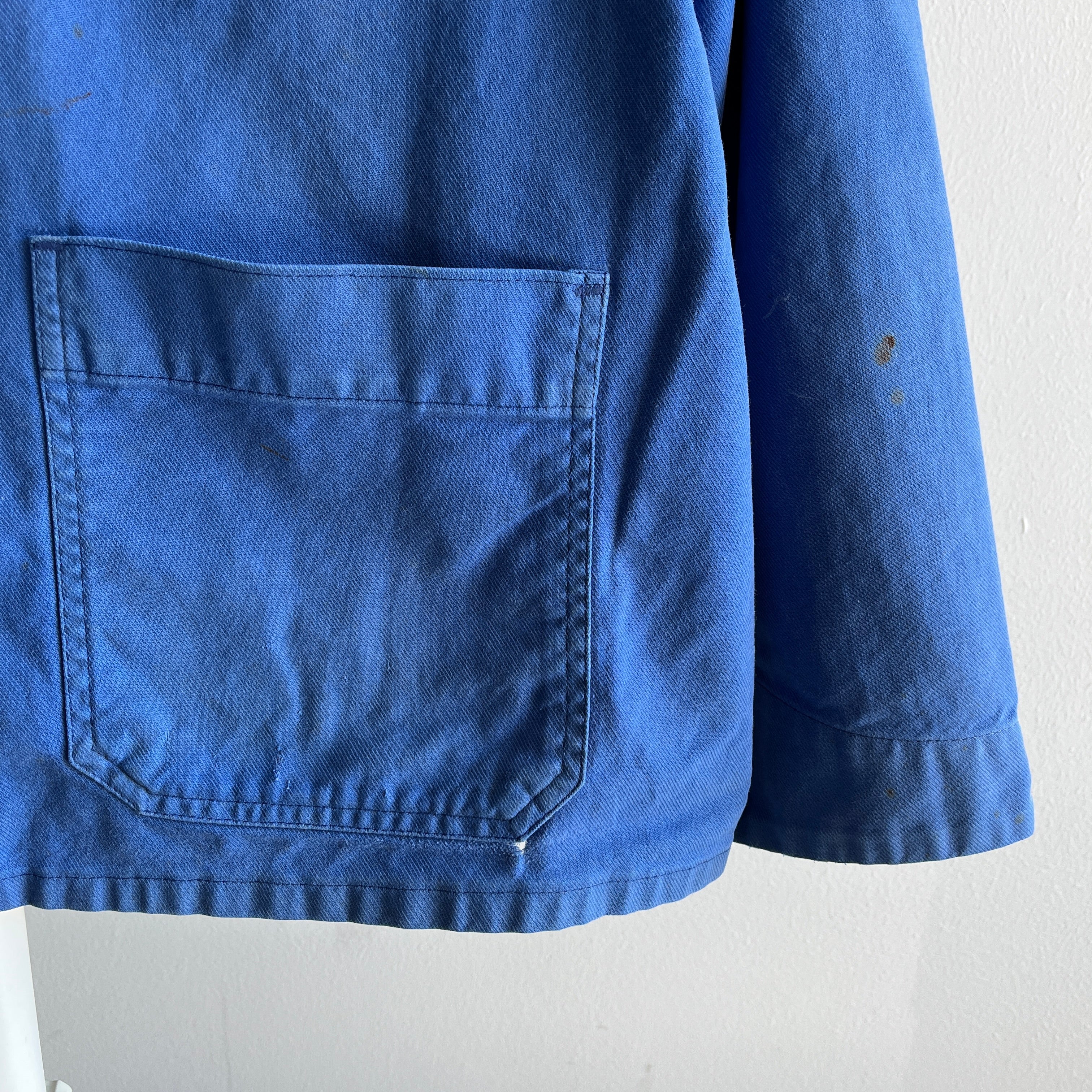 Manteau de corvée français délavé des années 1980 - mélange de coton
