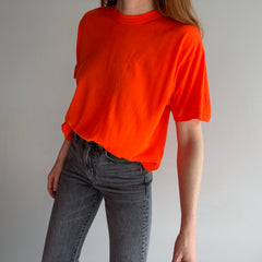 T-shirt orange fluo très doux des années 1980