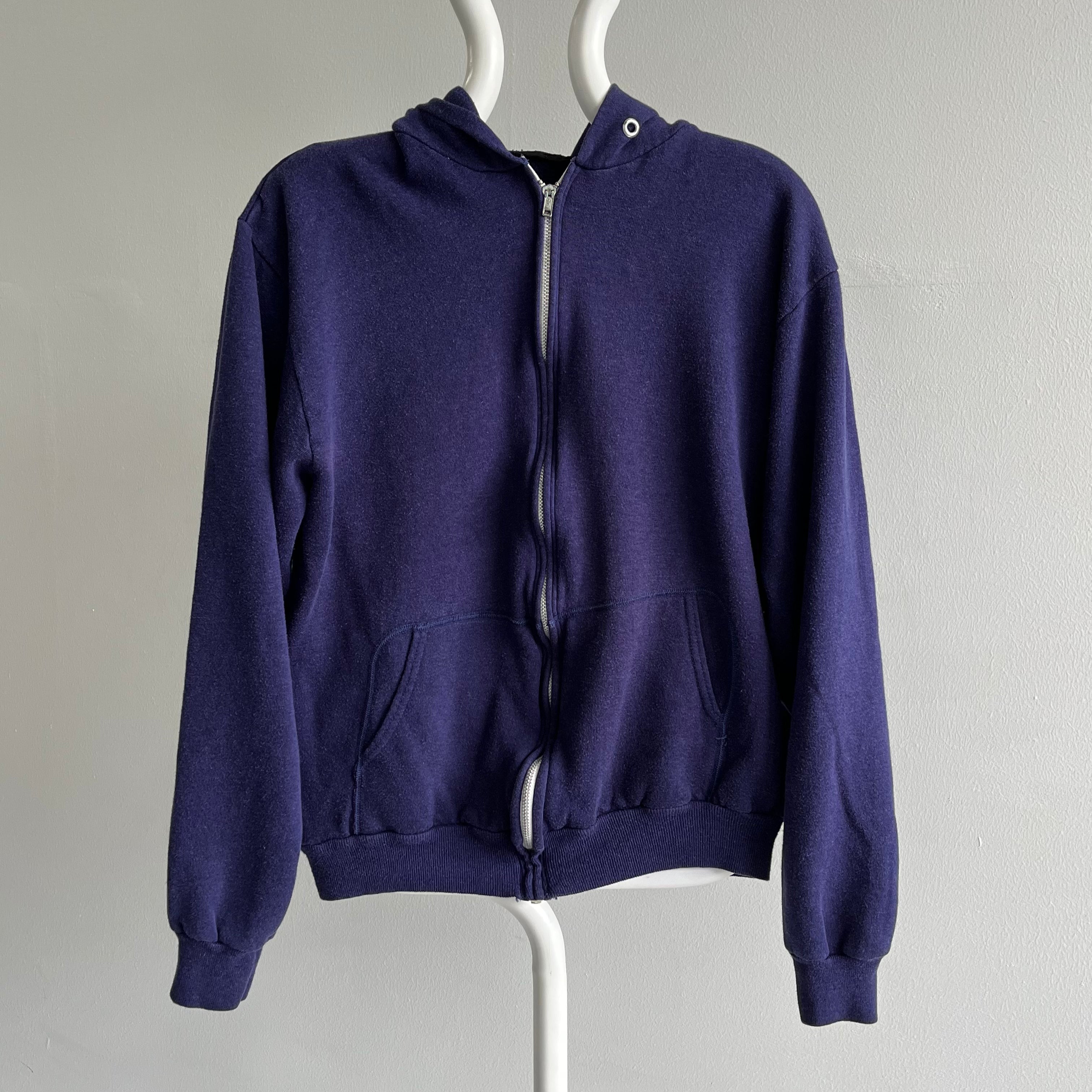 1970s Extra Special Navy Zip Up Hoodie - For Those Who Appreciate Luxury