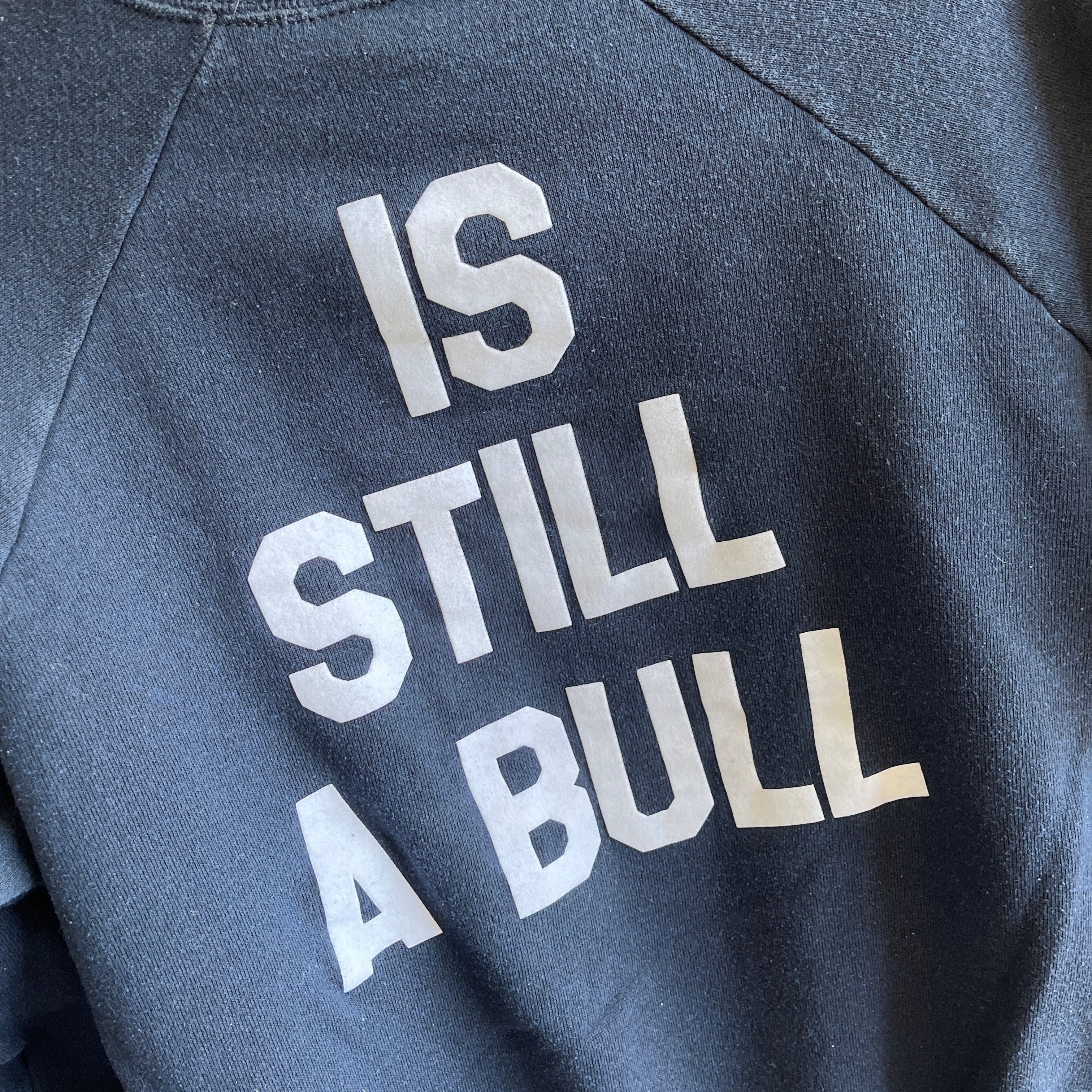 Sweat-shirt DIY « Un vieux taureau est toujours un taureau » des années 1980