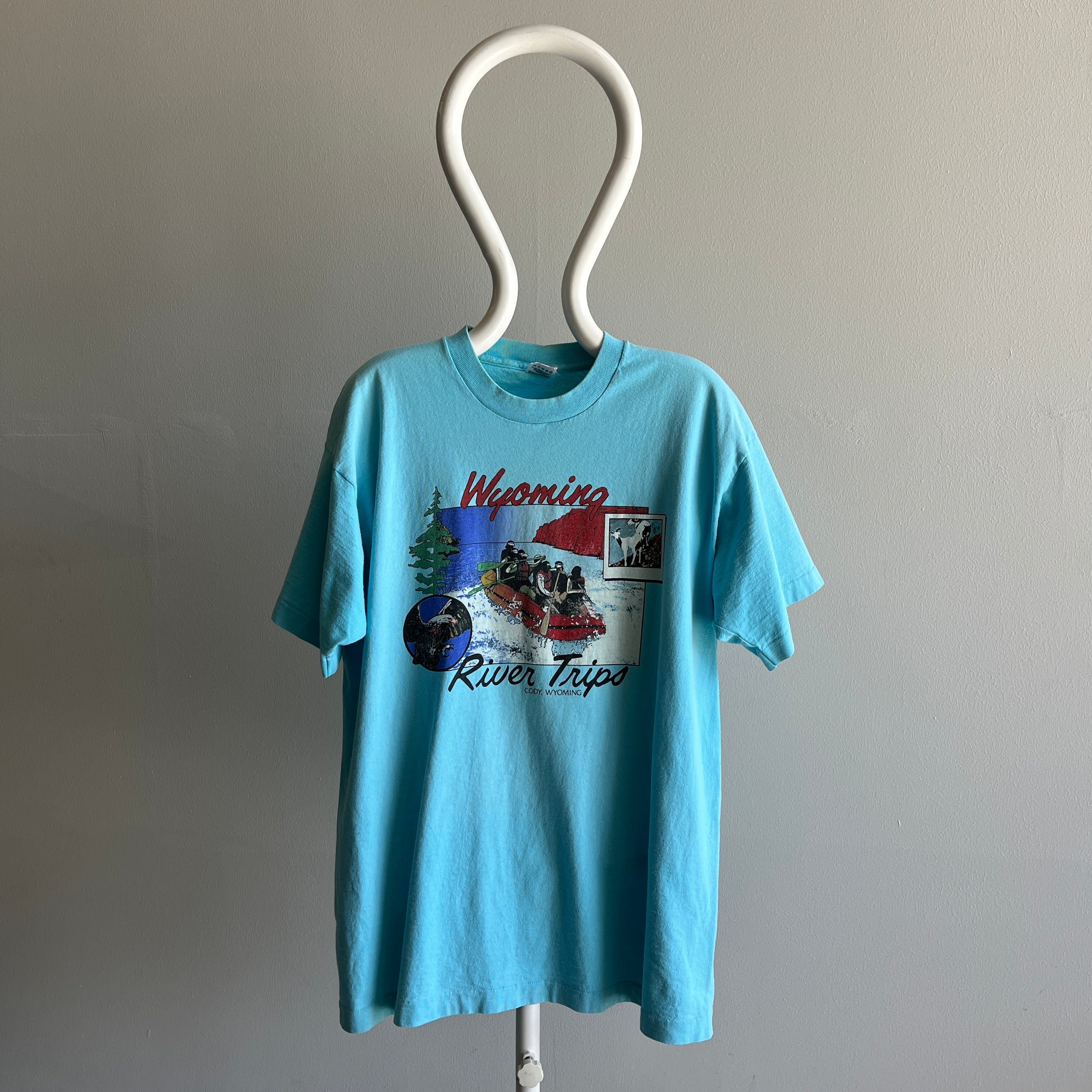 T-shirt touristique de rafting du Wyoming des années 1980