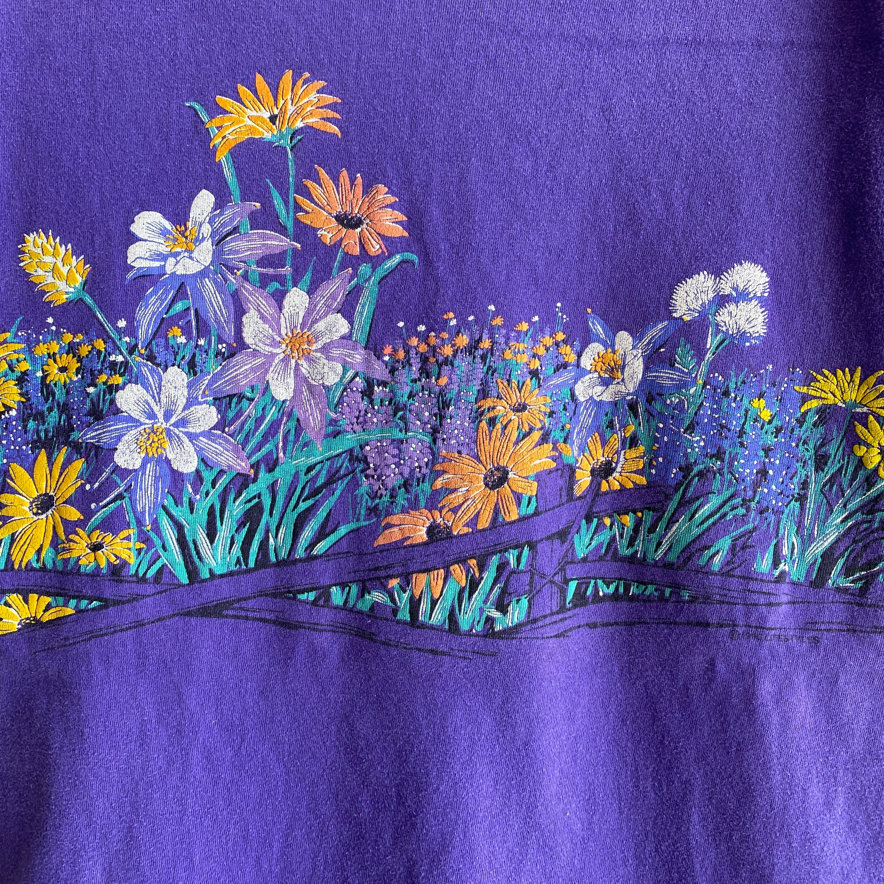 1990 Flower Front and Back T-Shirt That Belonged to Your Elementary School Music Teacher?