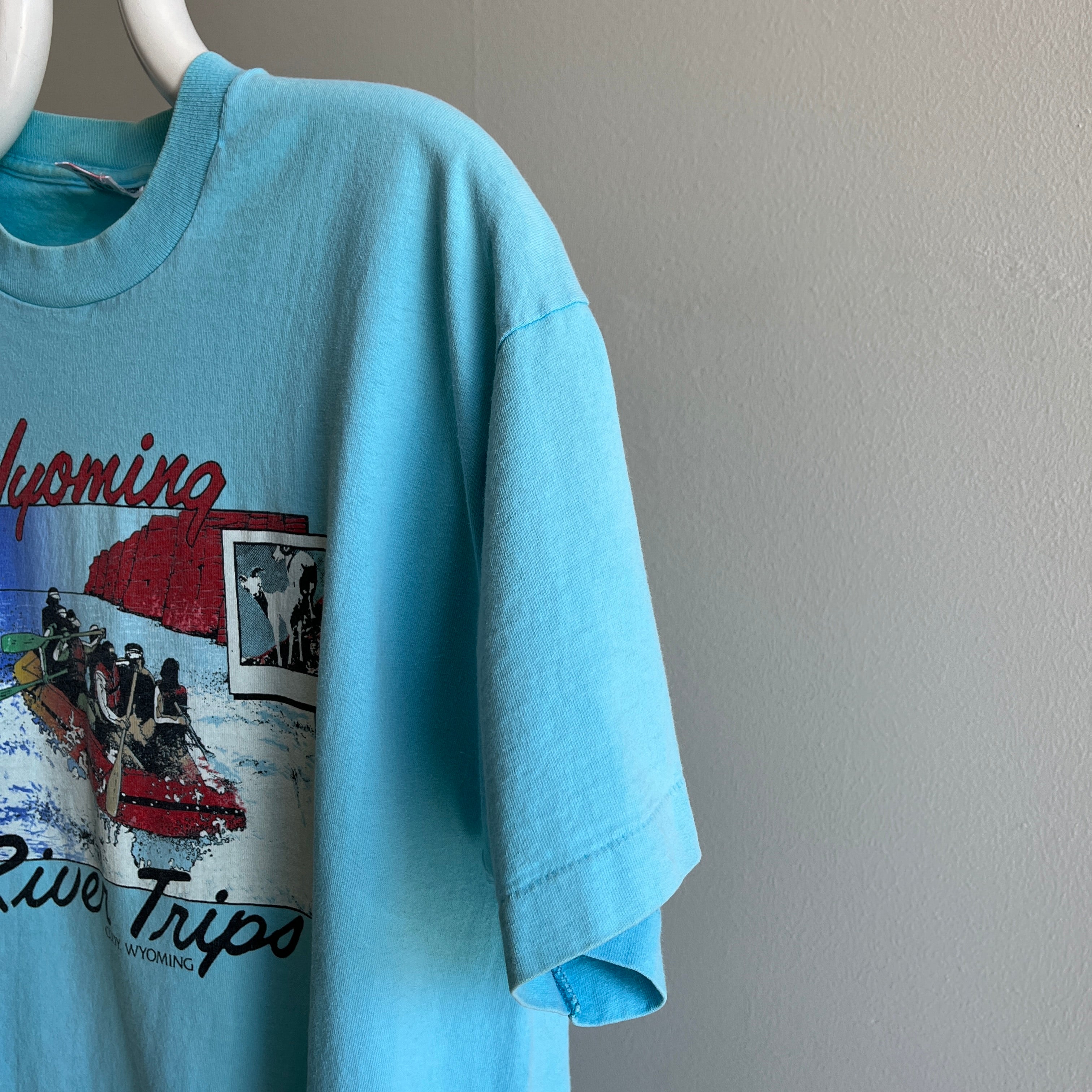 1980s Wyoming River Rafting Tourist T-Shirt