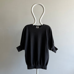 1980s 3/4 Dolum Sleeve Longer Dark Gray Sweatshirt