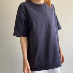 T-shirt en coton bleu marine délavé des années 1990 - Coupe oversize