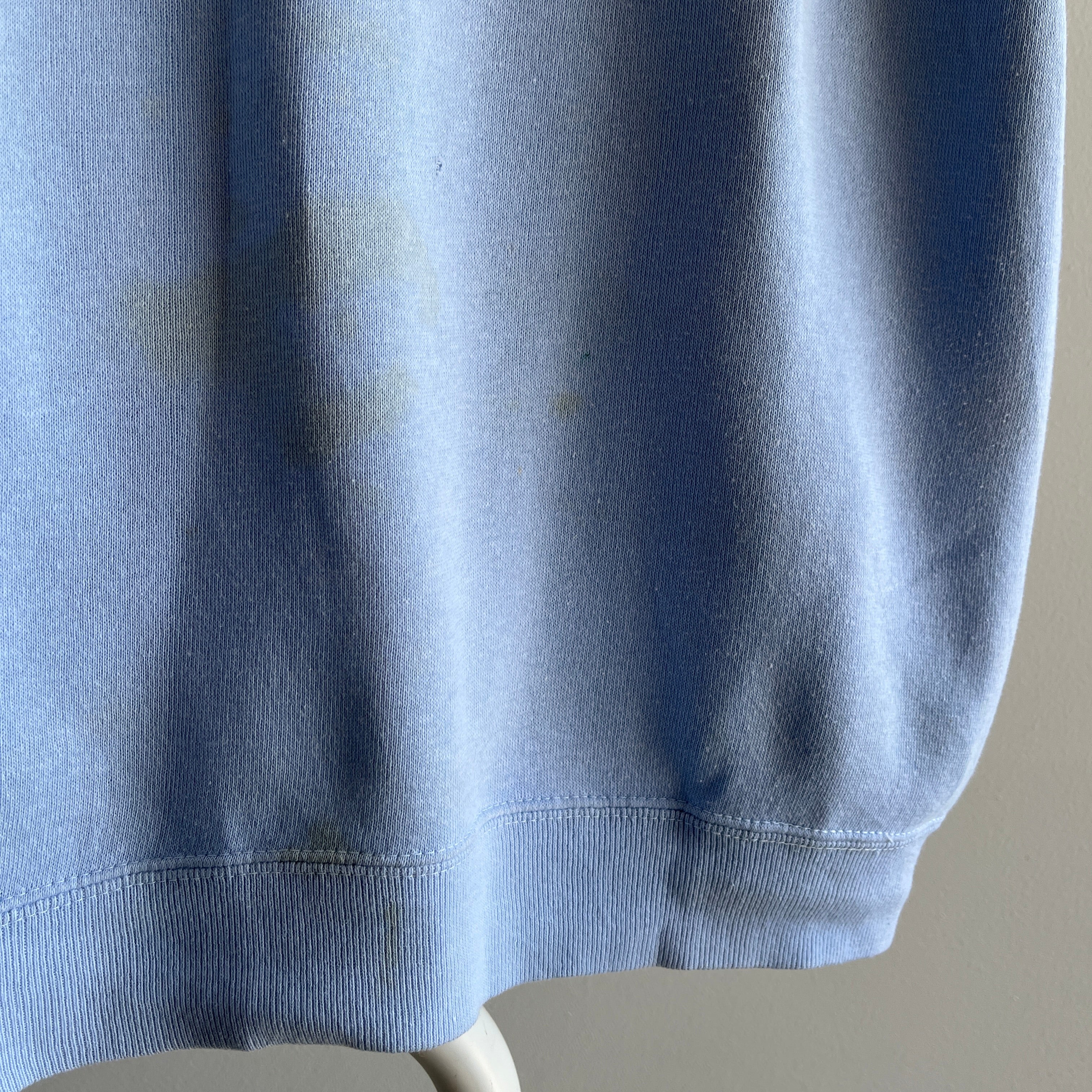 1980s Baby Blue Bassett Walker manches courtes Warm Up - Taches