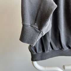 1970s Faded, Beat Up, Misshapen, Awesome Gray/Black Raglan Sweatshirt