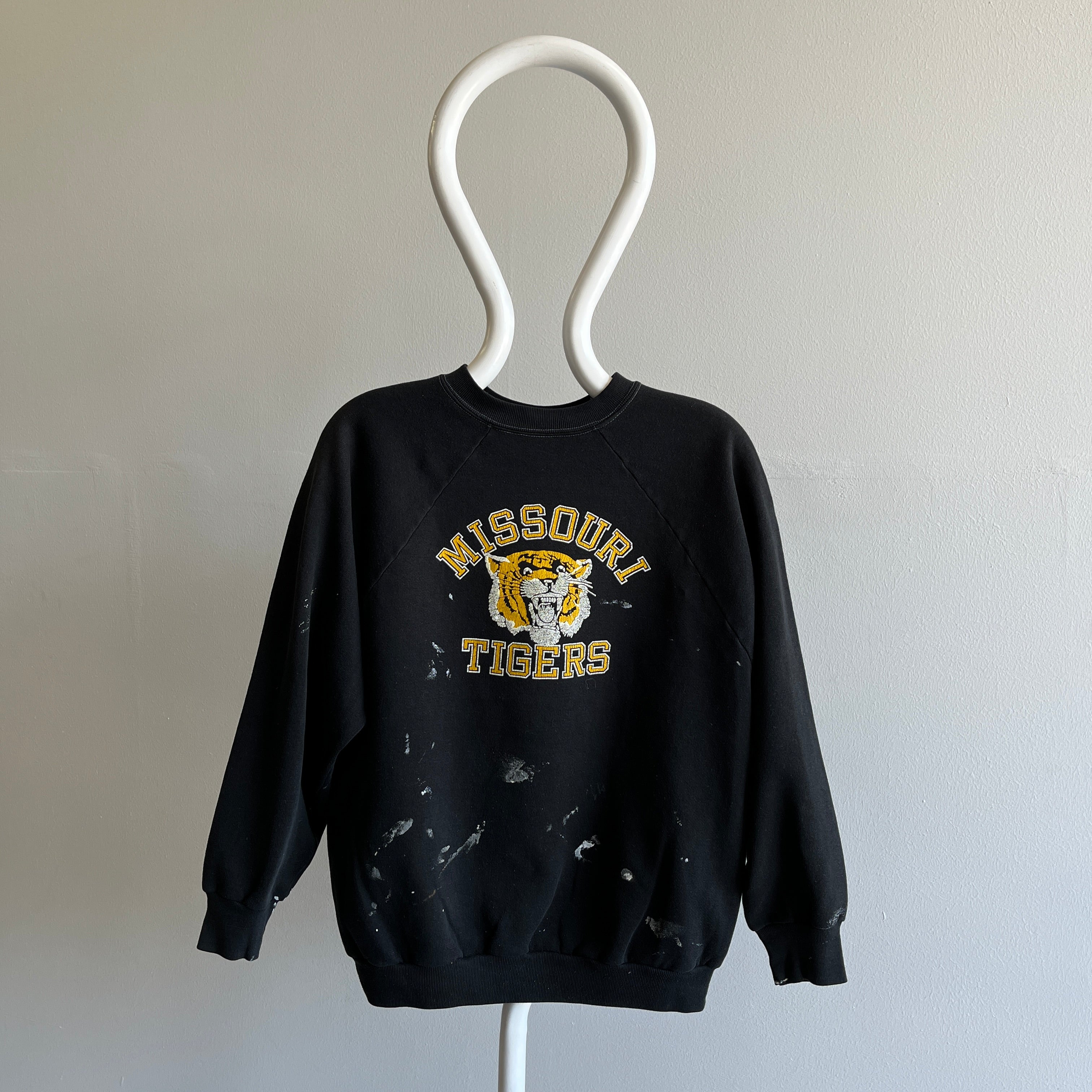 RESERVED FOR MUZZ 1970/80s Missouri Tigers Paint Stained Sweatshirt by Sportswear - Personal Collection