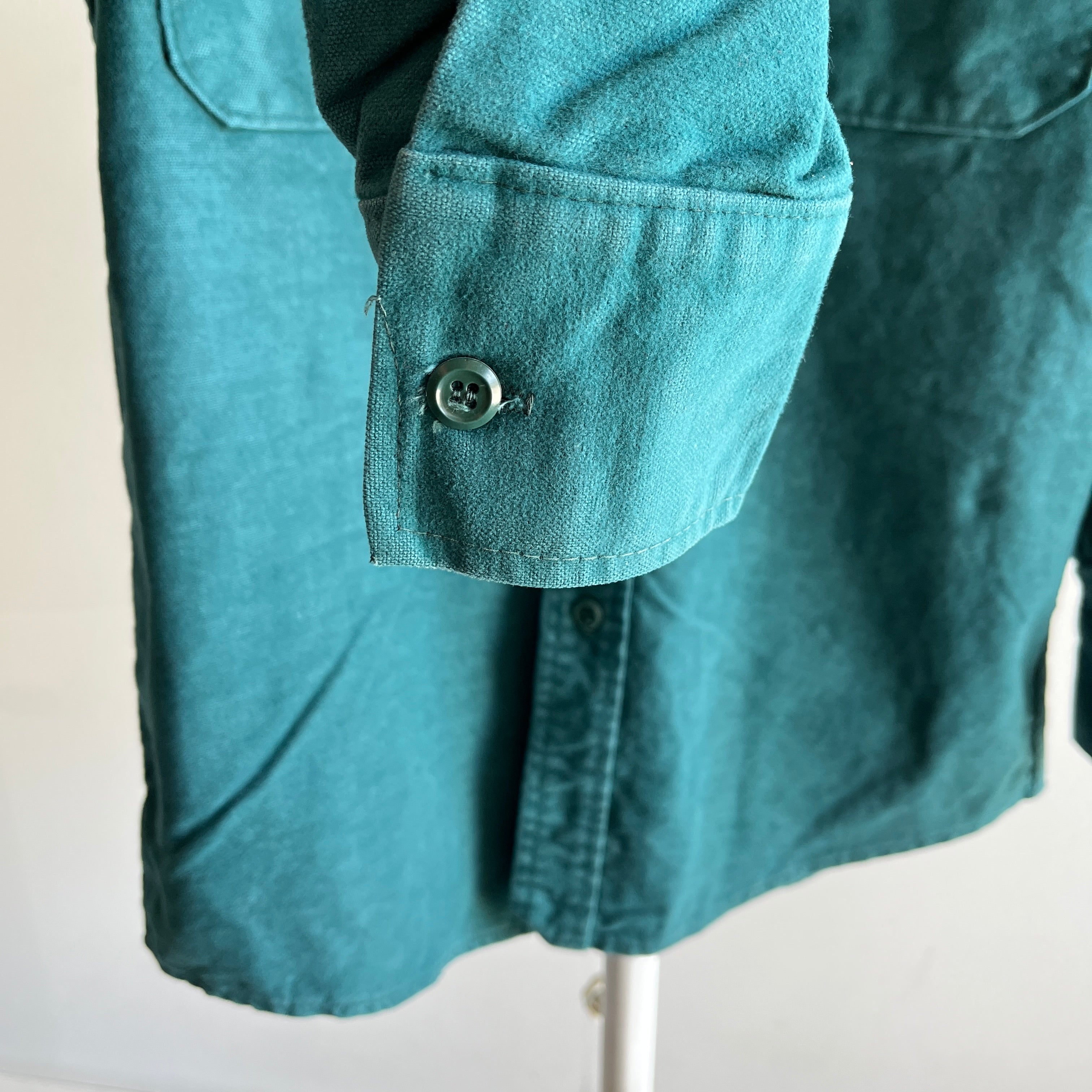 1960/70s Medium Weight Soft Dark Green Cotton Flannel