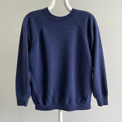 1970s !!!!! Luxurious Blank Navy Raglan !!!!!