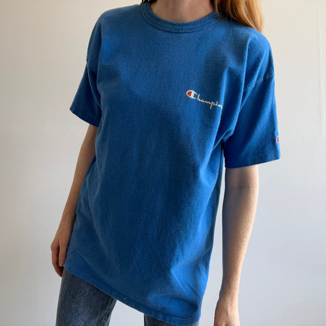 1980s Champion Brand USA MADE Blue Cotton T-Shirt