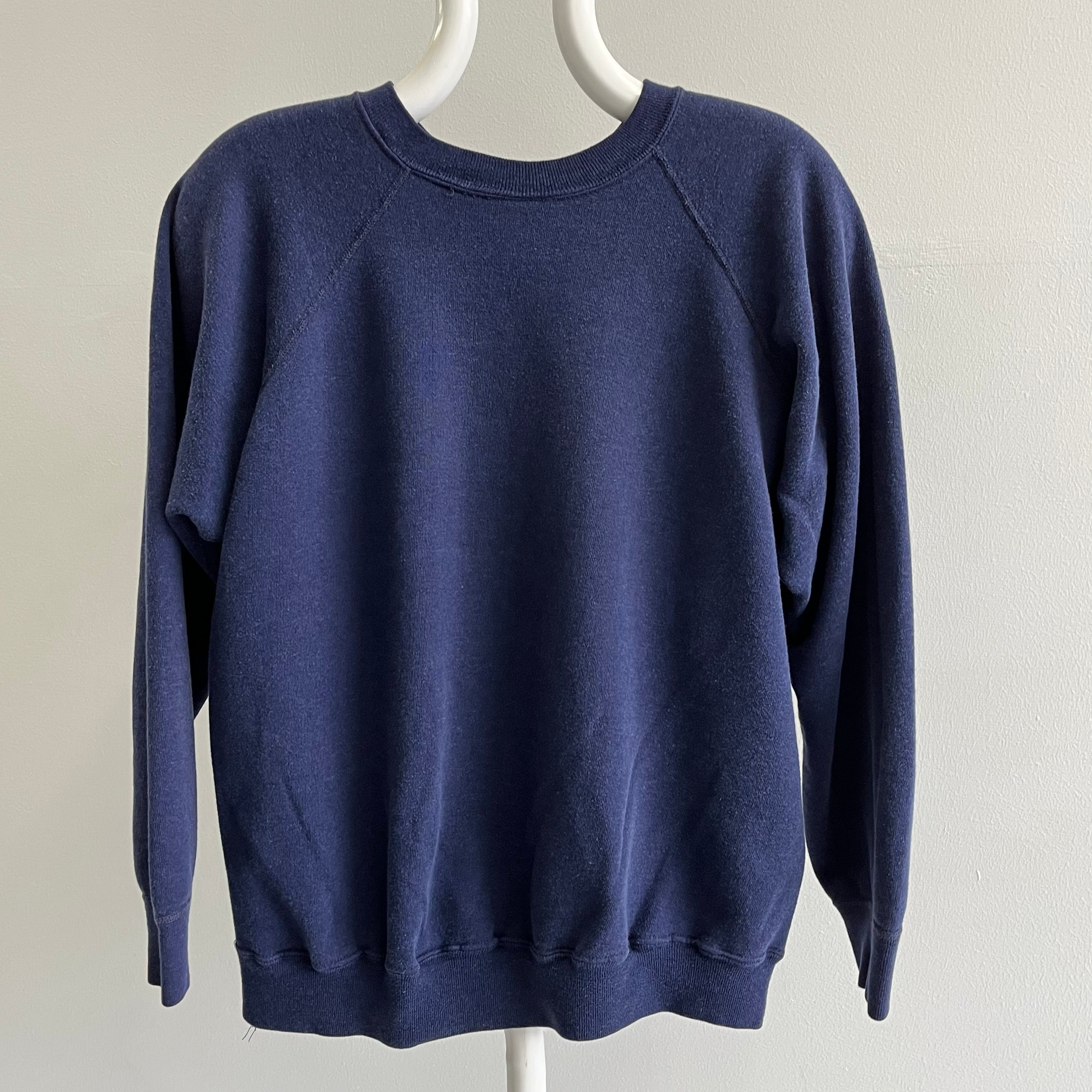 1970s !!!!! Luxurious Blank Navy Raglan !!!!!