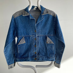 1980s Two Tone Denim Jean Jacket - XS