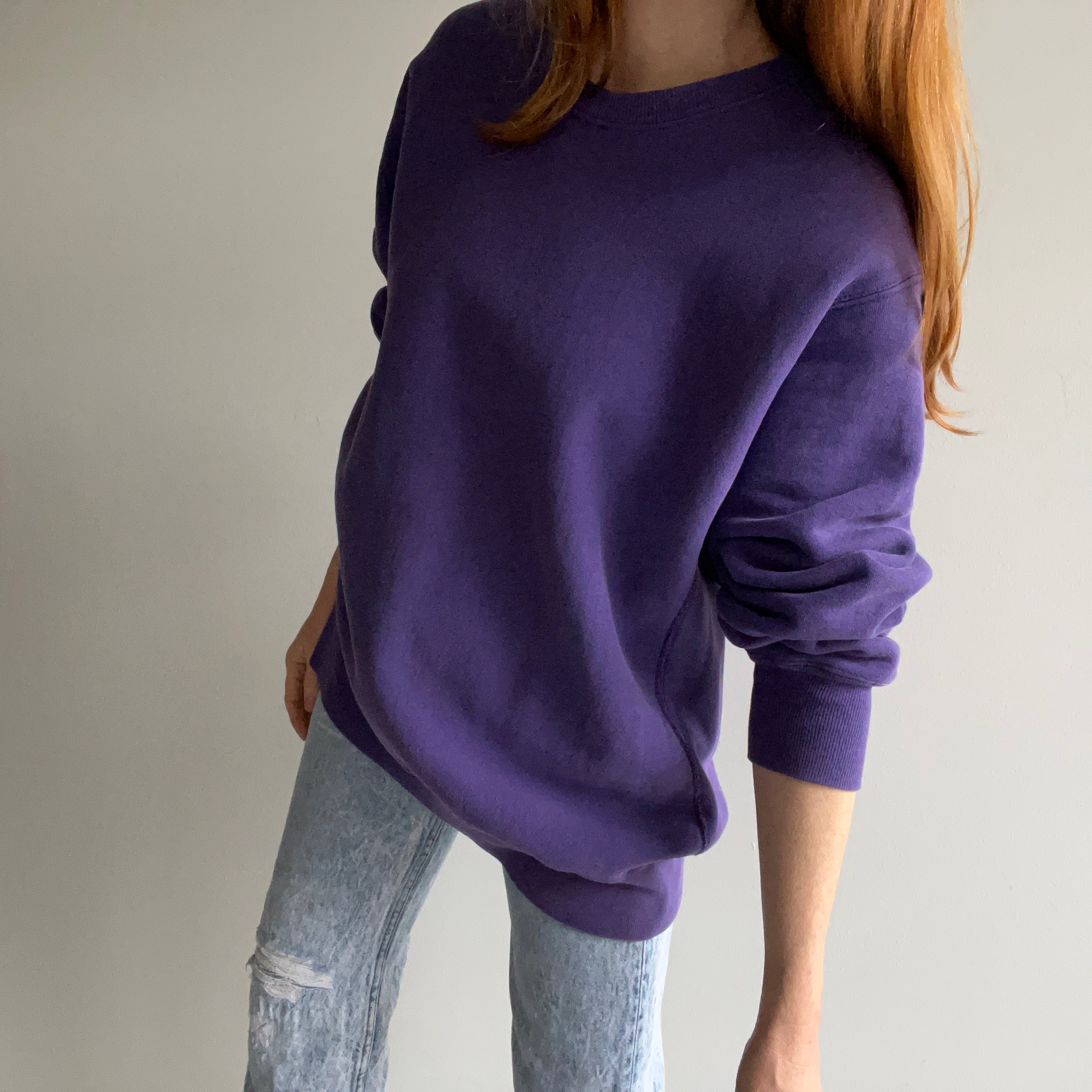 1980/90s Heavyweight Reverse Weave 95% Coton Violet Sweat-shirt par Lee