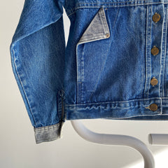 Veste en jean bicolore des années 1980 - XS