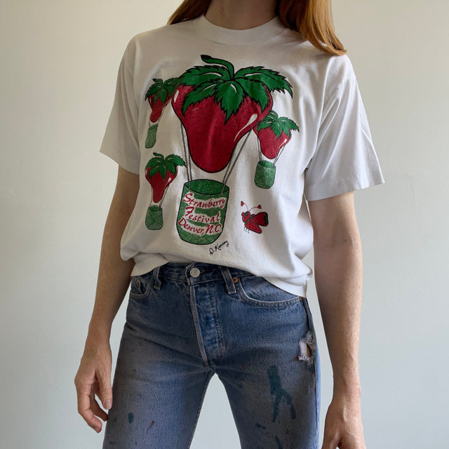 1980s Strawberry Festival - Dover, North Carolina Stained T-Shirt