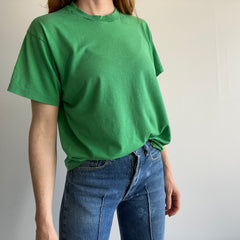 T-shirt blanc 50/50 à point unique vert Kelly des années 1980