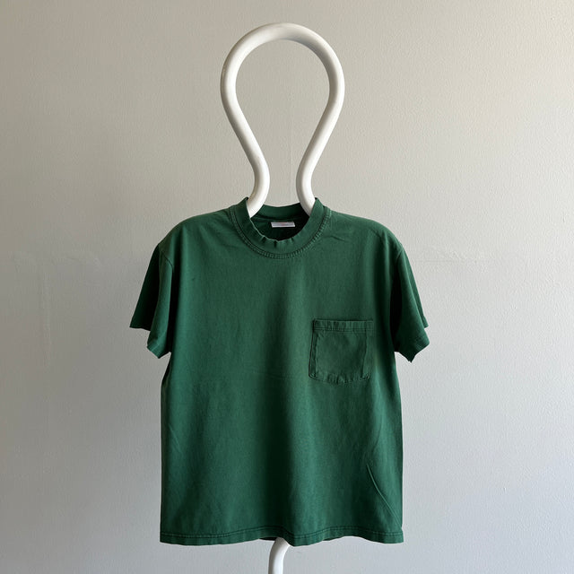 1990s Faded Hunter Green Pocket T-Shirt by Hanes