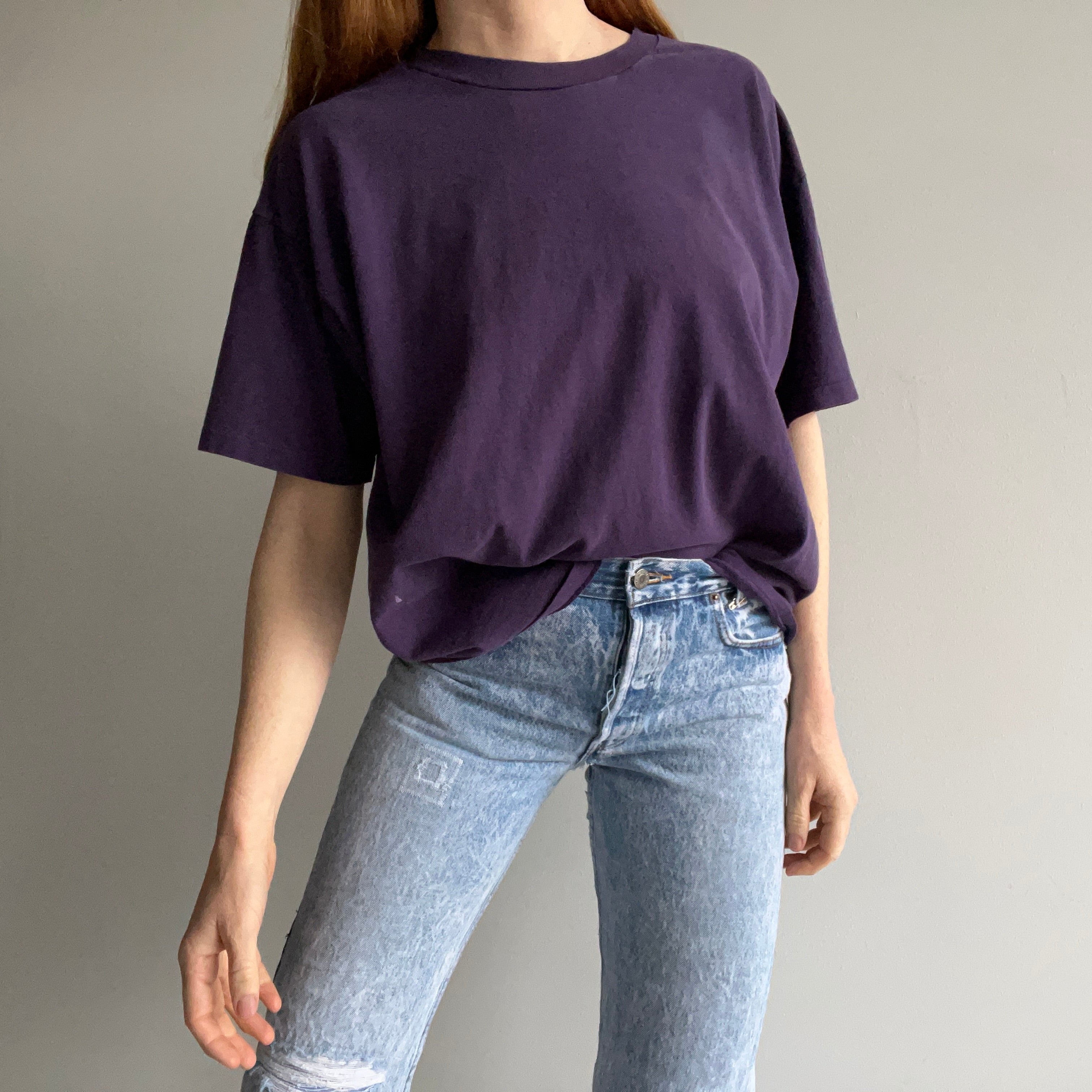 1990s Soft and Worn Purple Hanes Her Way T-Shirt