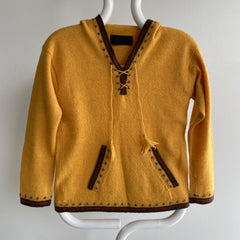 1980s? Cashmere? Mustard Knit Hoodie - WOW