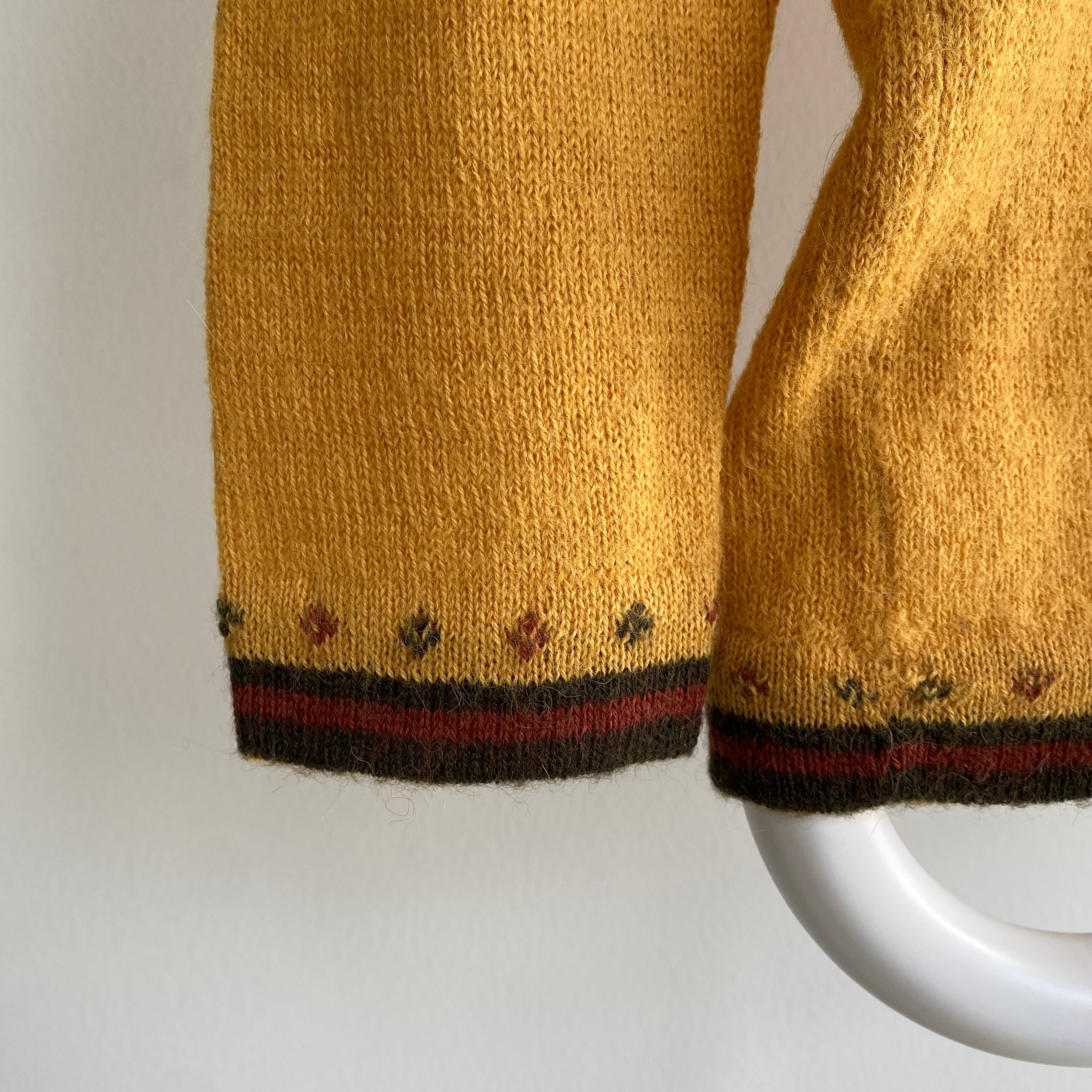 1980s? Cashmere? Mustard Knit Hoodie - WOW