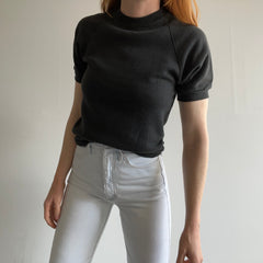 1980s Lee Brand Blank Black Warm Up - Fitted Sleeve Cuffs