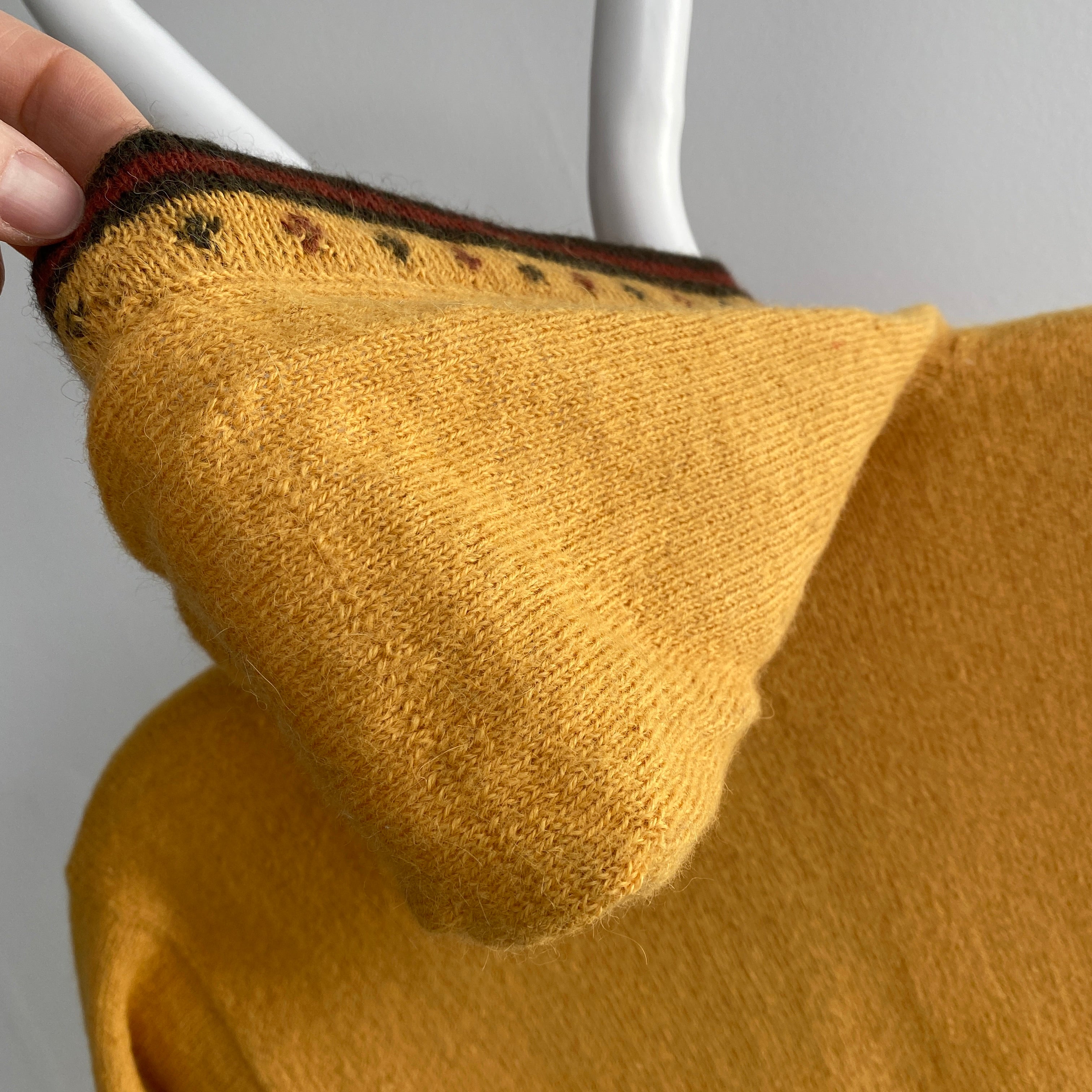 1980s? Cashmere? Mustard Knit Hoodie - WOW