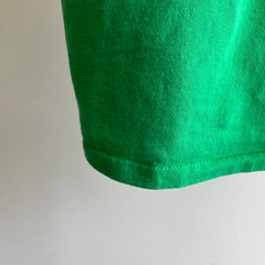 1980s Kelly Green Selvedge Pocket Blank Cotton T-Shirt