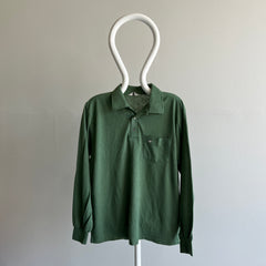 1970s Jade Green Soft Acrlyic Long Sleeve Polo Shirt