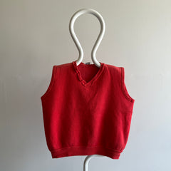 1980s Structured Mostly Cotton Faded Red Sweatshirt Warm up Vest - YES PLEASE!