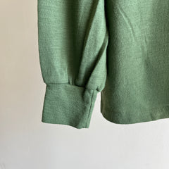 1970s Jade Green Soft Acrlyic Long Sleeve Polo Shirt