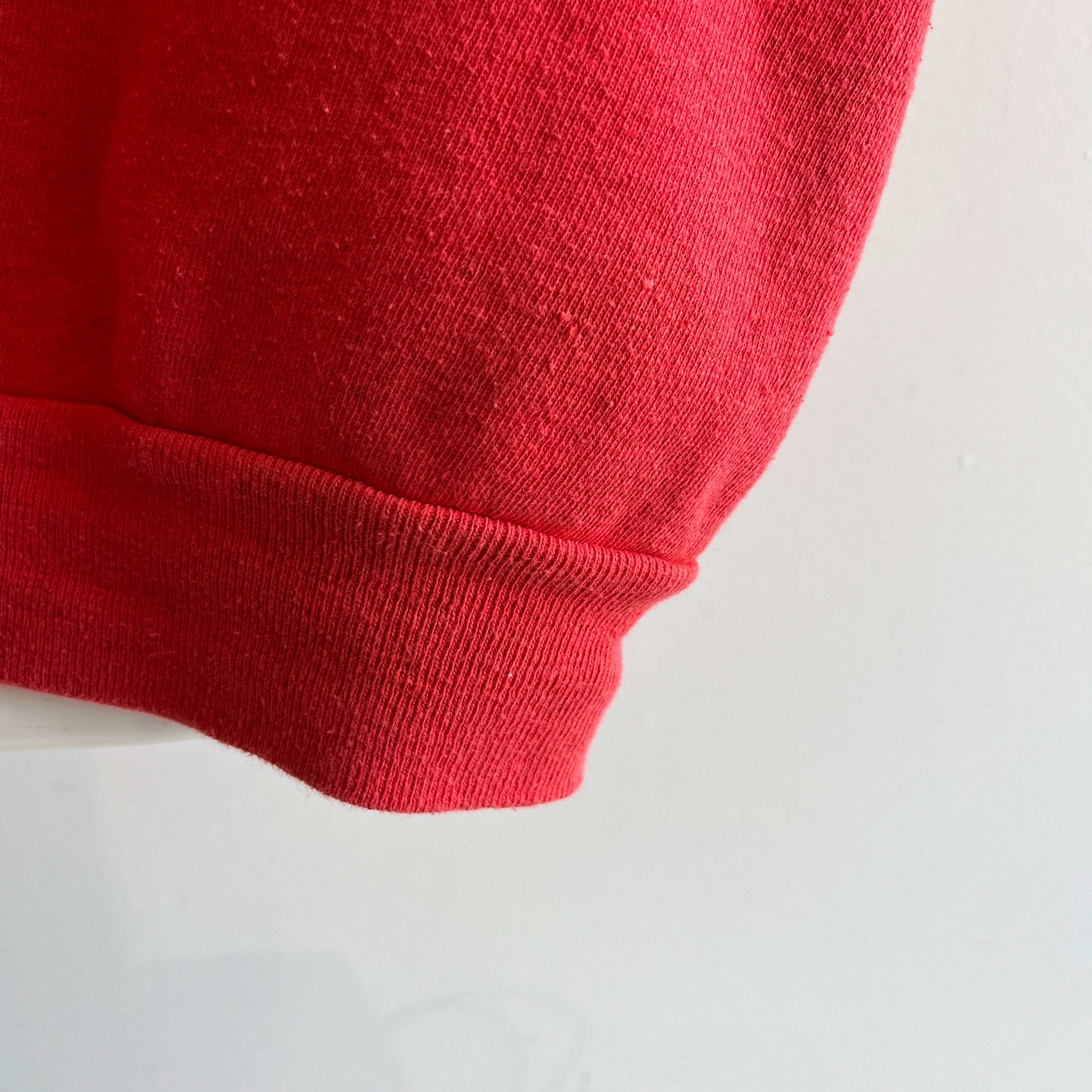 1980s Structured Mostly Cotton Faded Red Sweatshirt Warm up Vest - YES PLEASE!