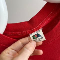 1980s FOTL Blank Red Pocket T-Shirt with Contrast White Pocket Stitching - It's the Little Things!