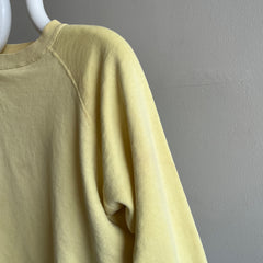 1970s Faded and Stained Yellow Medium Weight Soft Sweatshirt