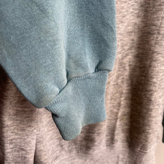 Sweat-shirt color block gris et jade des années 1980