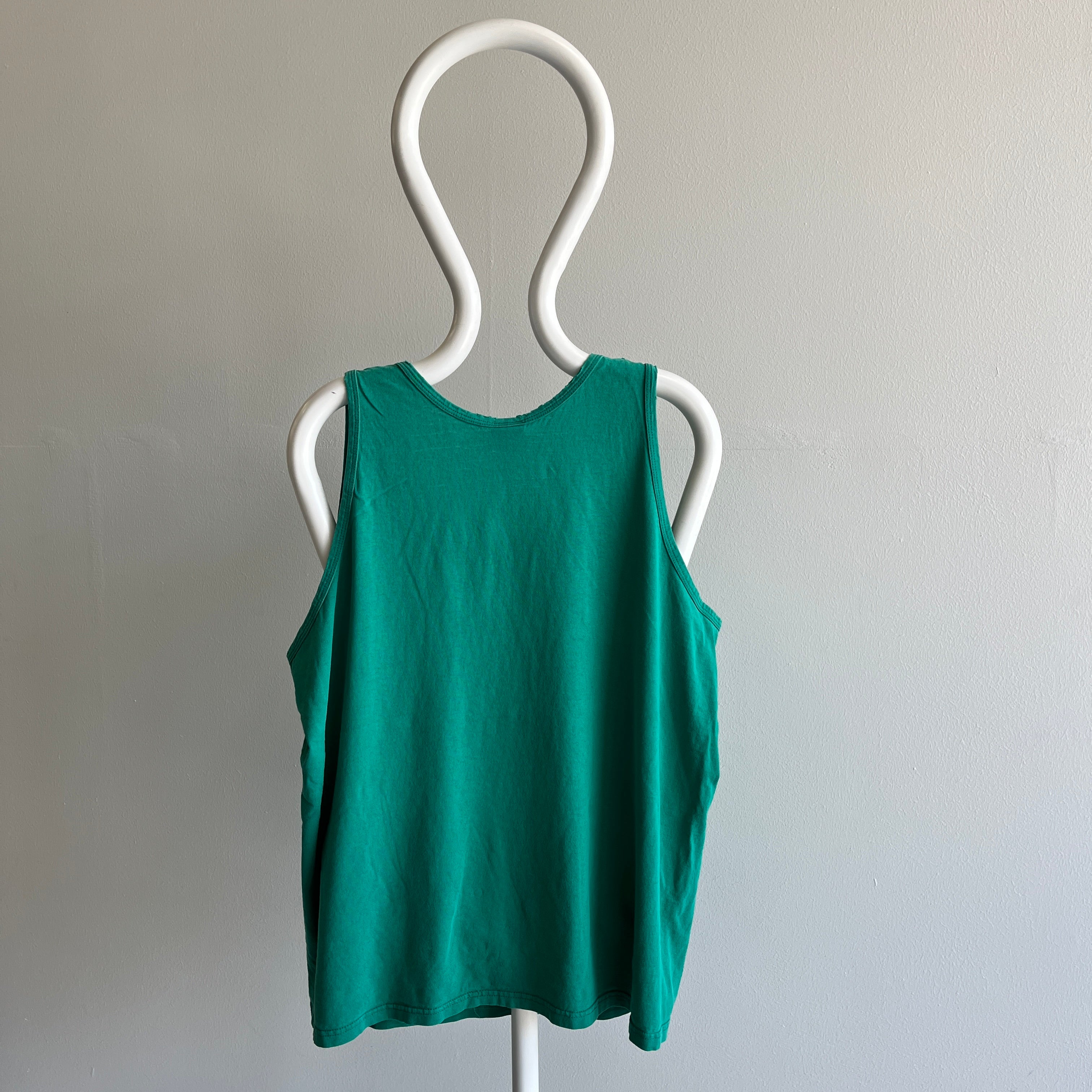 1990s Official Olympics Apparel Lightly Tattered Green/Teal Cotton Tank Top