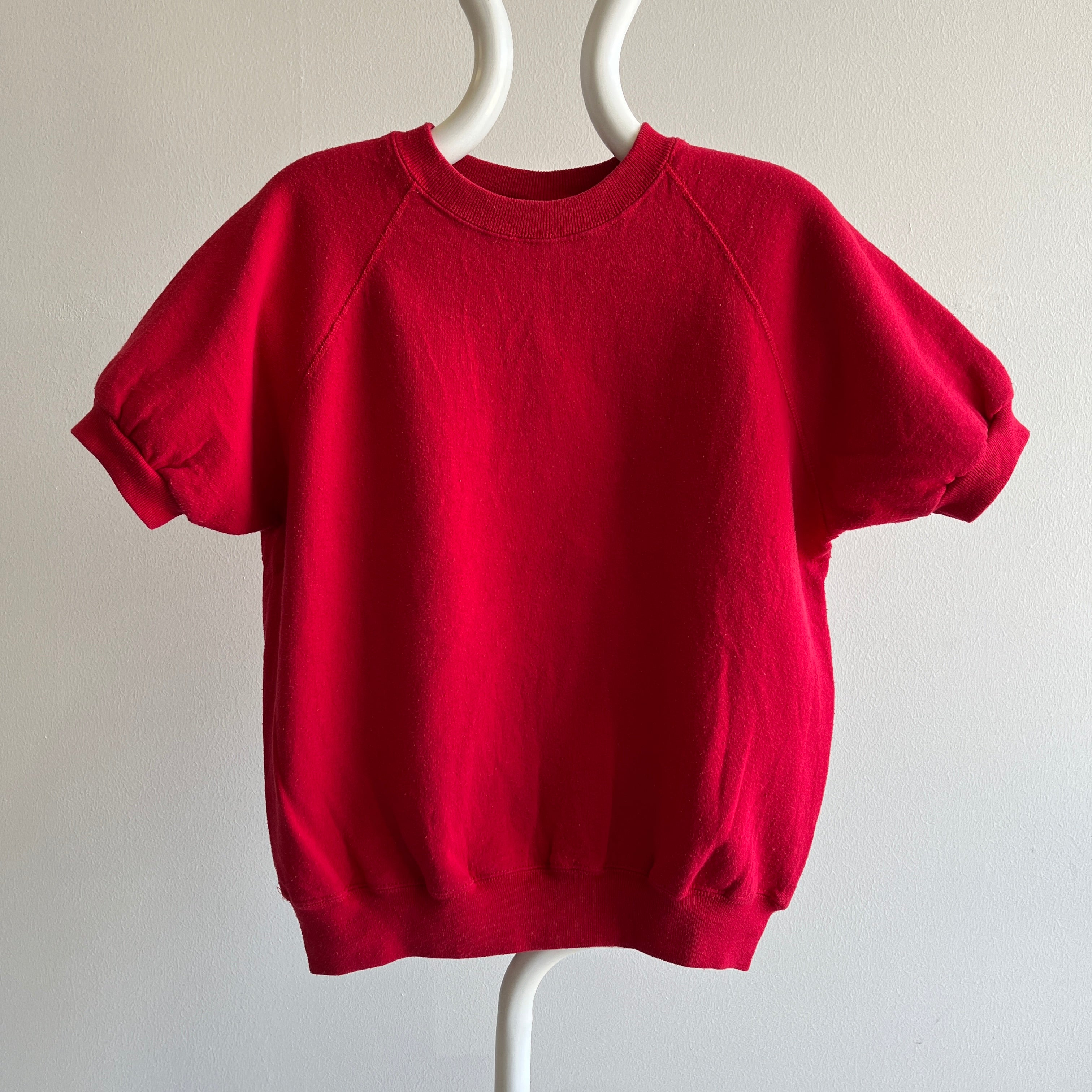 1990s Lee Brand Blank Red Short Sleeved Sweatshirt AKA Warm Up