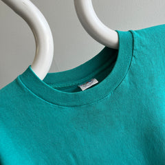 1980s Teal Blank Cotton Muscle Tank Top