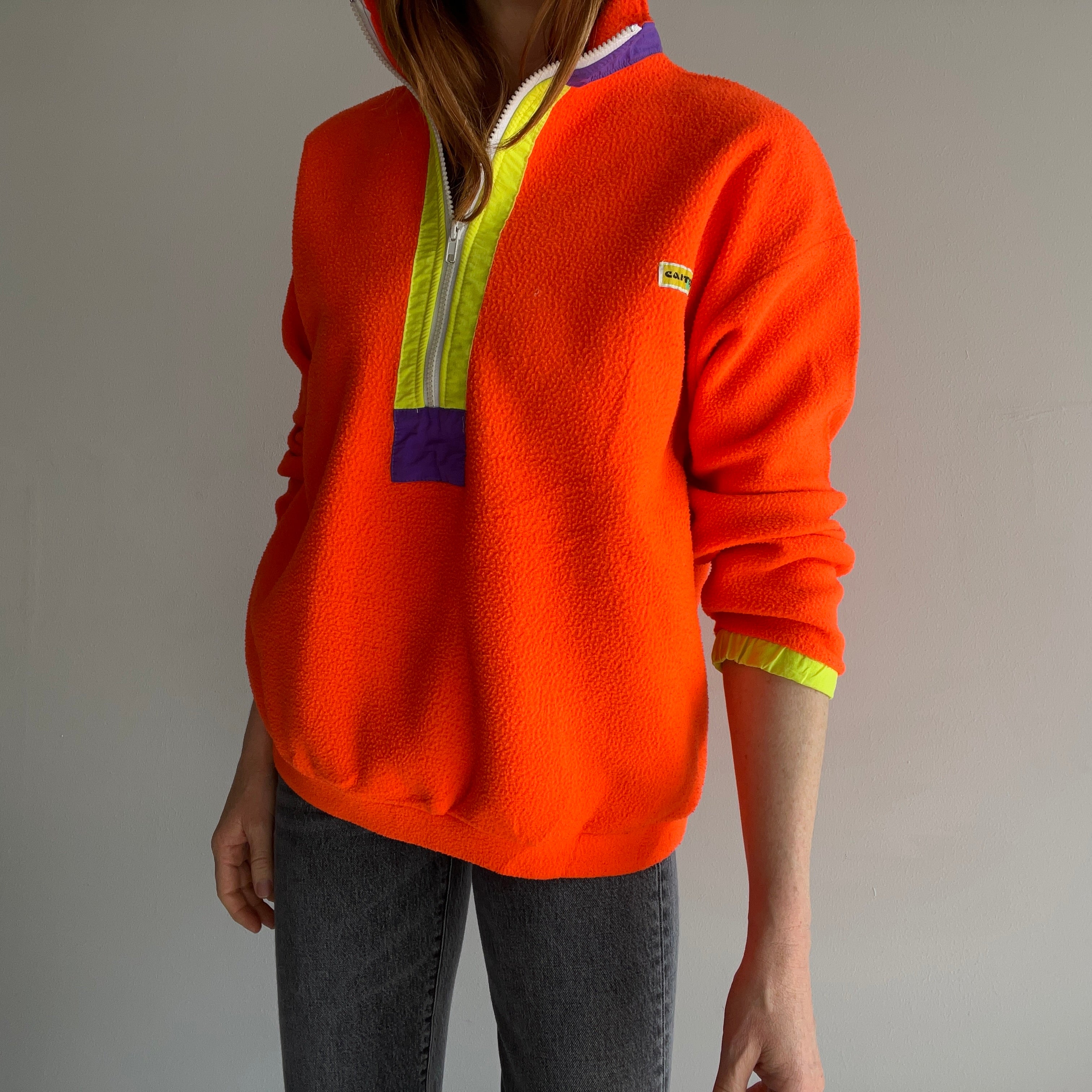 ÉPIQUE DES ANNÉES 1980 !!!!! Polaire 1/4 Zip NEON par Canteen