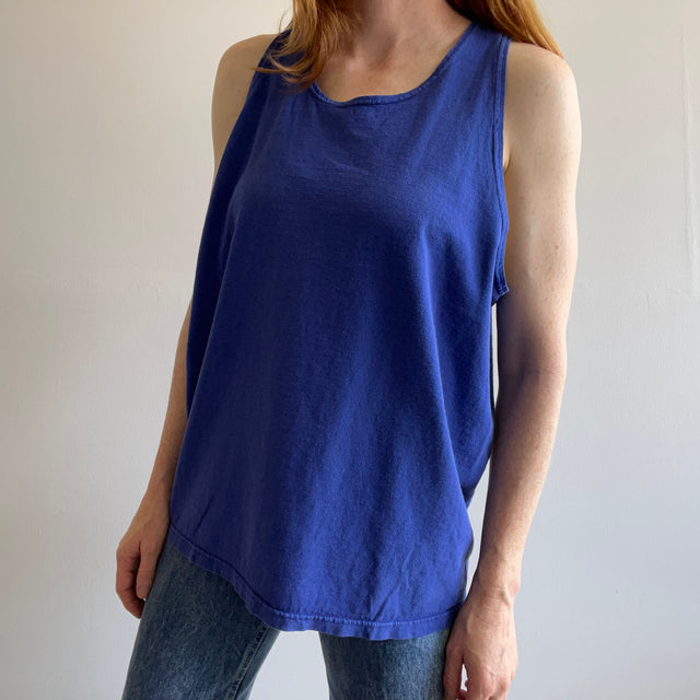 GG - 1990s Blank Blue Cotton Tank Top by Russell