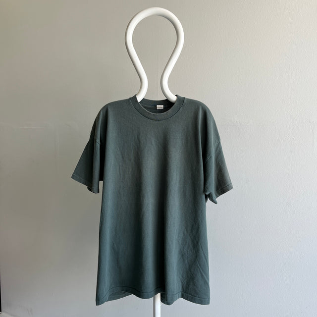 T-shirt surdimensionné de poids moyen jade foncé/gris des années 1980