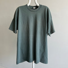 T-shirt surdimensionné de poids moyen jade foncé/gris des années 1980